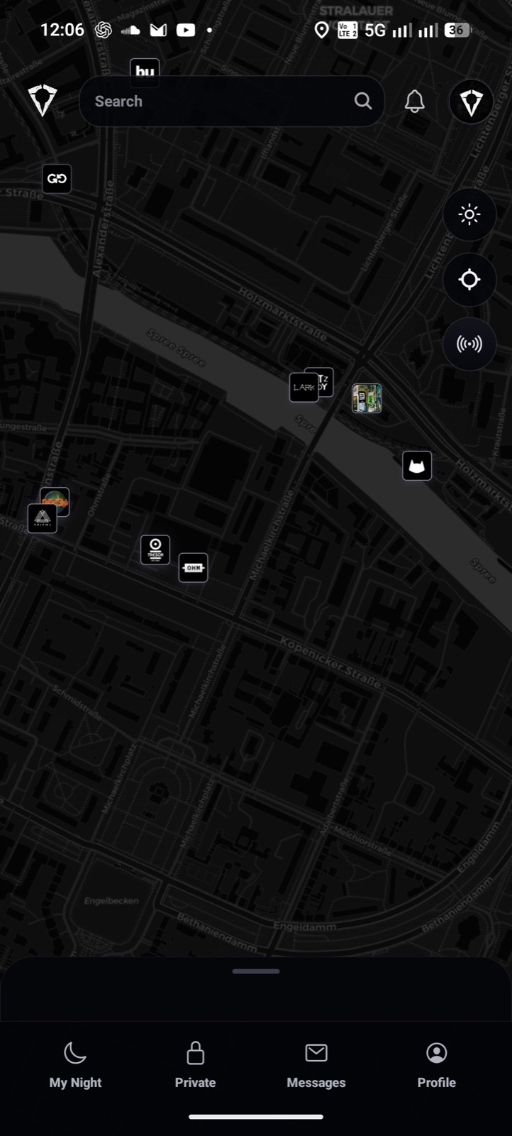 Map of Berlin with individual venue markers