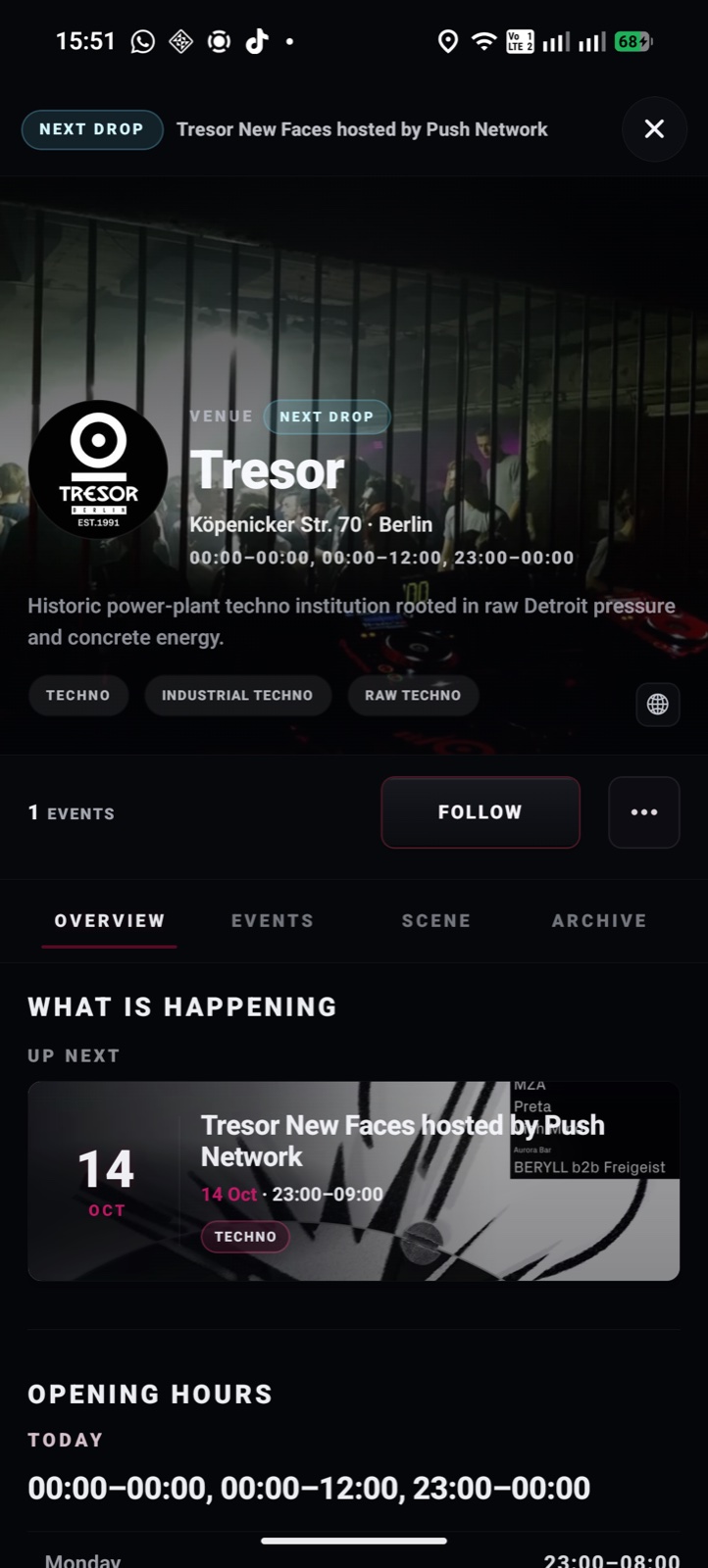 Tresor club profile and its upcoming events